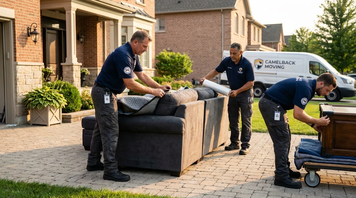 Large estate moving crew wrapping furniture in Garden City, ID