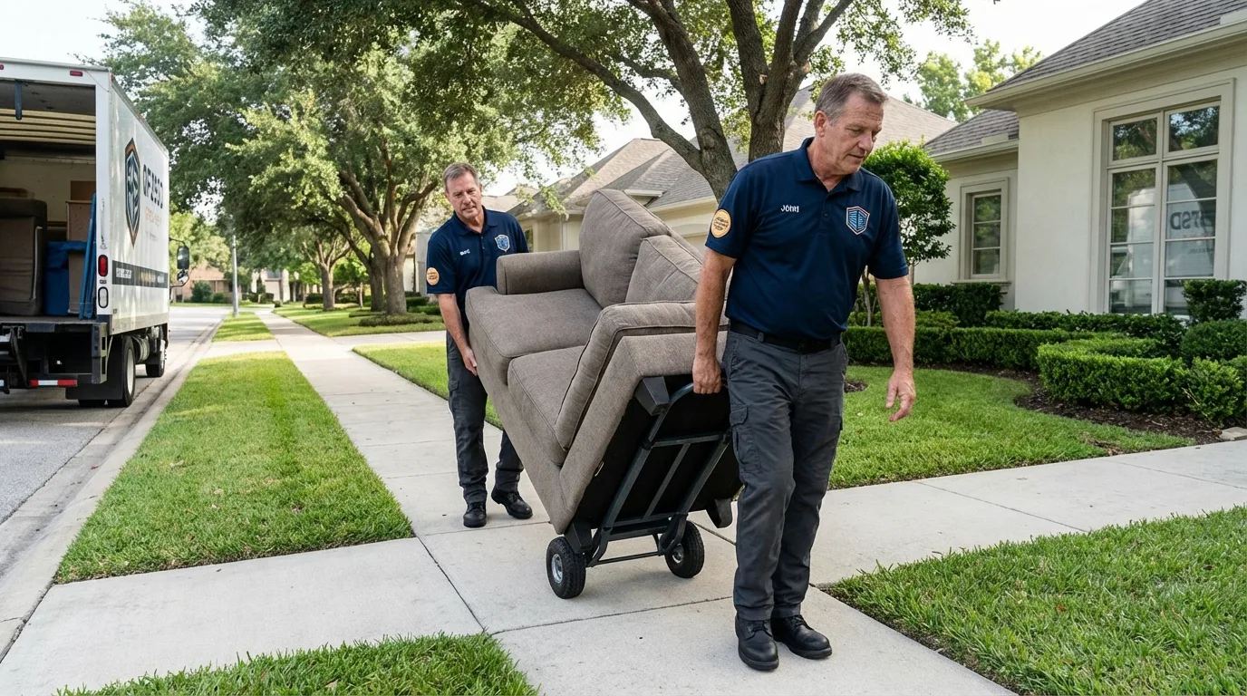 Local residential moving crew loading furniture in Garden City, ID